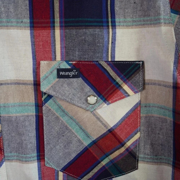 Wrangler Long Sleeve Mens 17-36 Plaid‎ X-Long Tails Pre-Shrunk Made in USA - Picture 5 of 8